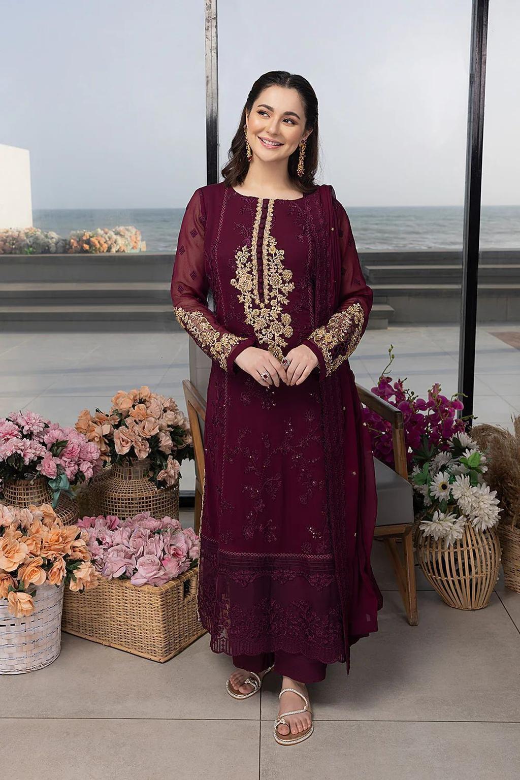 AZURE chiffon embroidered luxury unstiched 3pc✓