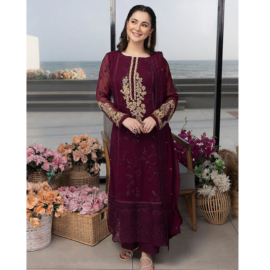AZURE chiffon embroidered luxury unstiched 3pc✓