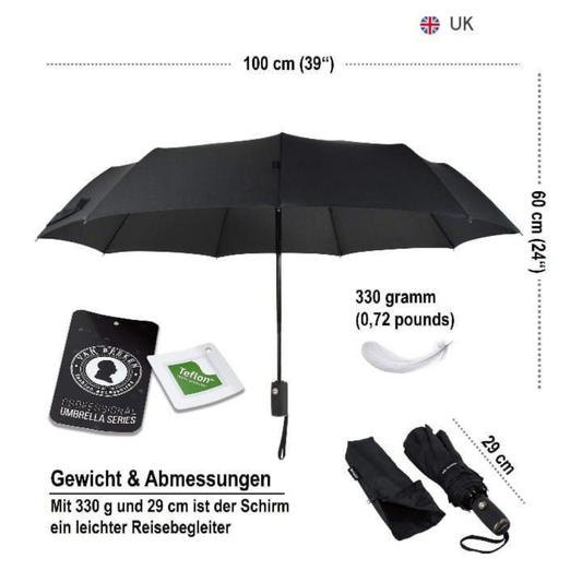 1 Pc Weather-Resistant Black Fiberglass Umbrella