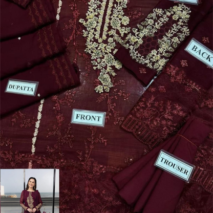 AZURE chiffon embroidered luxury unstiched 3pc✓