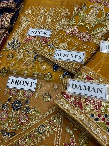 organza embroidered party wear luxury unstitched 3pc✓