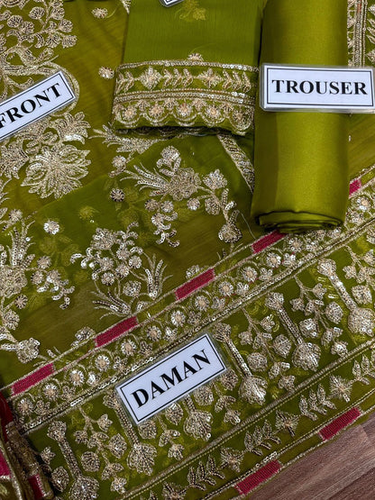 chiffon embroidered luxury unstiched 3pc✓