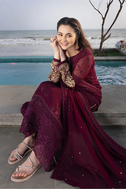 AZURE chiffon embroidered luxury unstiched 3pc✓