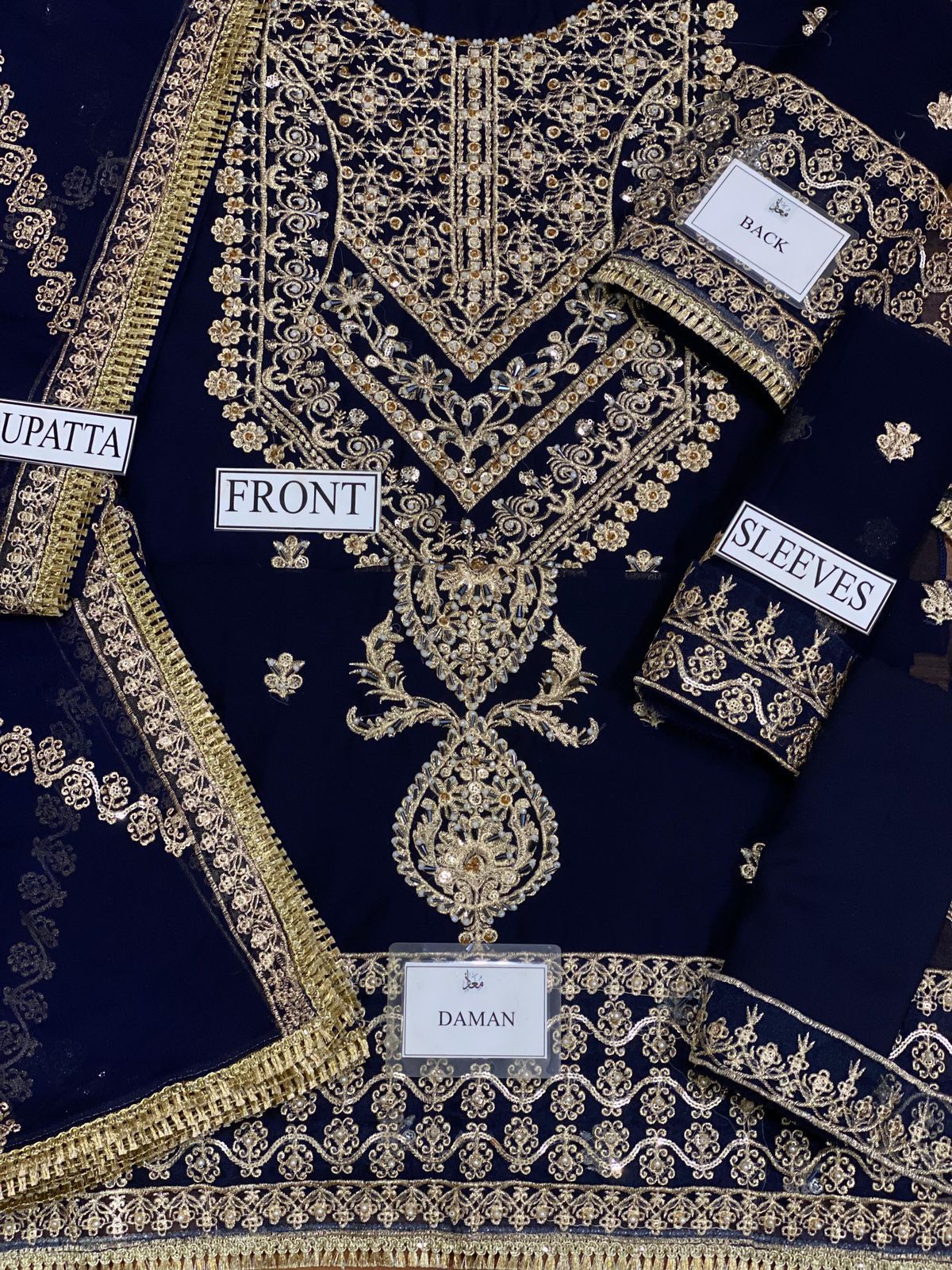 chiffon embroidered sequence hand embellished luxury unstitched 3pc✓