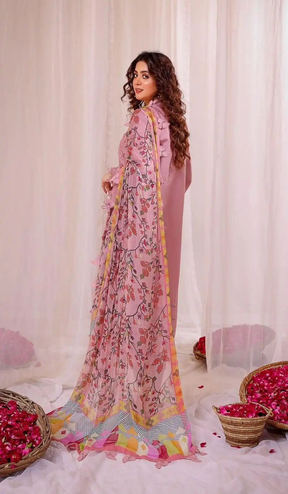 dhanak embroidered unstitced 3pc✓