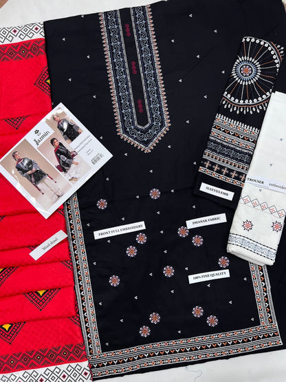 dhanak embroidered luxury unstitched 3pc✓