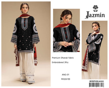 dhanak embroidered luxury unstitched 3pc✓