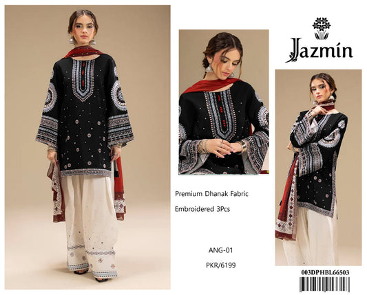 dhanak embroidered luxury unstitched 3pc✓