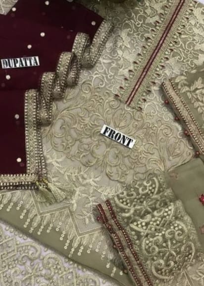 chiffon embroidered formal unstitched 3pc✓