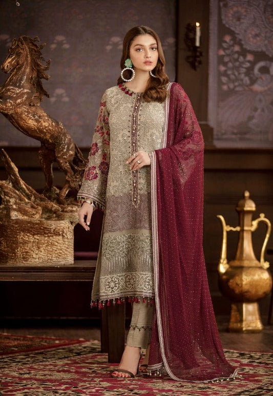 chiffon embroidered formal unstitched 3pc✓