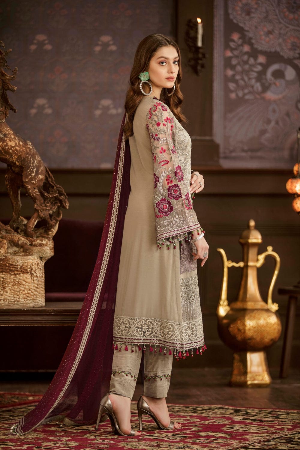 chiffon embroidered formal unstitched 3pc✓