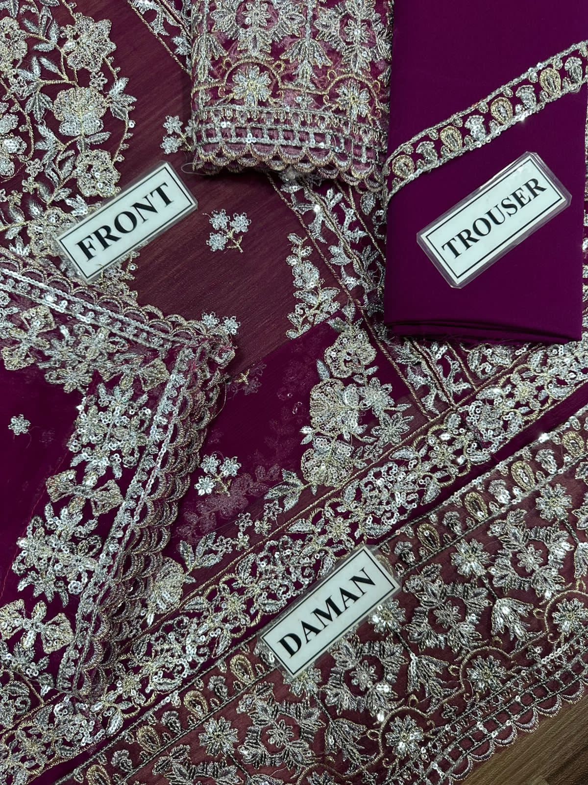 chiffon embroidered sequence luxury unstitched 3pc✓