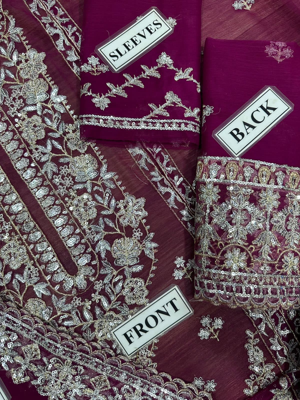 chiffon embroidered sequence luxury unstitched 3pc✓