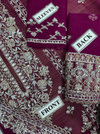 chiffon embroidered sequence luxury unstitched 3pc✓
