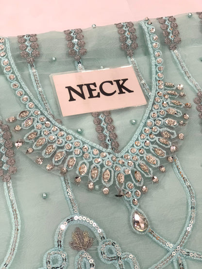 organza embroidered cutwork adda work luxury unstitched 3pc✓